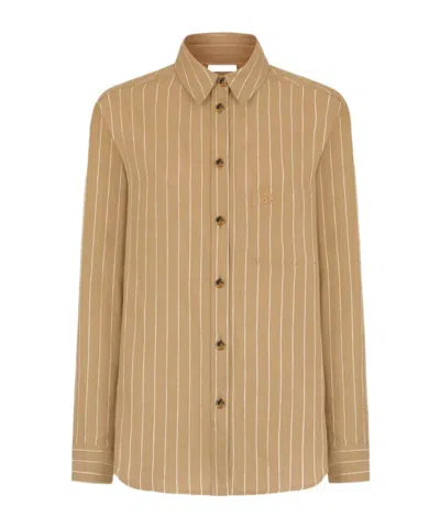 Blazé Milano Pinstriped Beige Linen Shirt In Sand