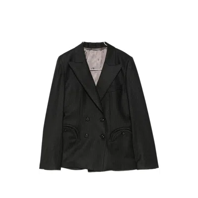 Blazé Milano Pinstriped Double-breasted Jacket In Black