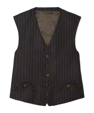 Blazé Milano Pinstriped Wool And Cashmere-blend Vest In Black