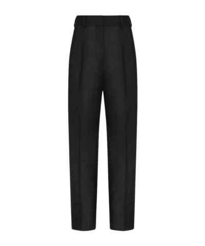 Blazé Milano Womens Straight-leg Pants With Pleats In Black Pinstriped Wool