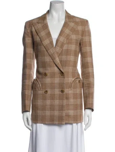 Pre-owned Blazé Milano Plaid Print Blazer In Neutral