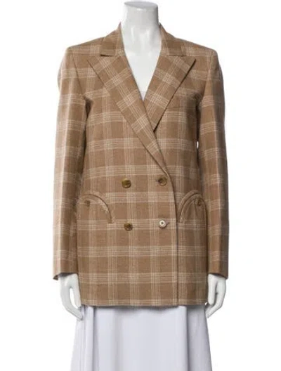 Pre-owned Blazé Milano Plaid Print Blazer W/ Tags In Neutral