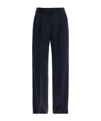 Blazé Milano Navy Blue Virgin Wool And Mohair High-waisted Pants