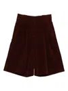 Blazé Milano Pleated Corduroy Shorts In Red
