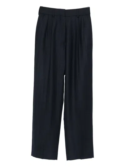 Blazé Milano Pleated Wool Trousers In Blue