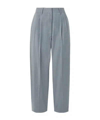 Blazé Milano Fox Pleated Wool-twill Straight-leg Pants In Blue