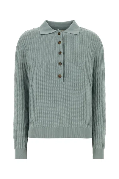 Blazé Milano Alegria Cable-knit Cotton And Silk-blend Polo Sweater In Green