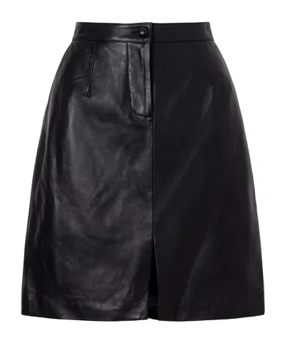 Blazé Milano Popeye Leather Midi Skirt In Black