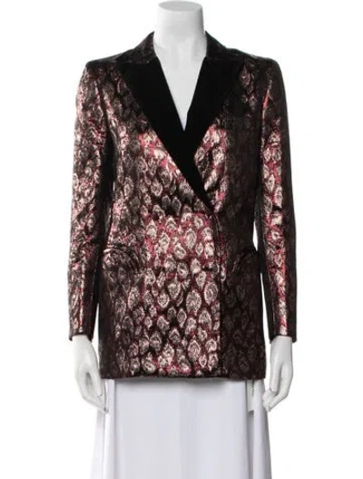Pre-owned Blazé Milano Printed Blazer In Burgundy