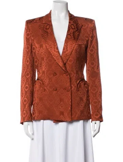 Pre-owned Blazé Milano Printed Blazer In Orange