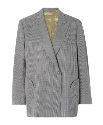 Blazé Milano Regal Nightbreak Double-breasted Houndstooth Wool Blazer In Gray