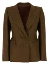 Blazé Milano Linen Blazer Featuring Structured Shoulders In Brown