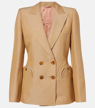 Blazé Milano Renegade Charmer Linen-blend Blazer In Brown