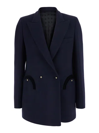 Blazé Milano Blaze Milano Resolute Cotton Double-breasted Blazer Jacket With Peak Revers In Blue