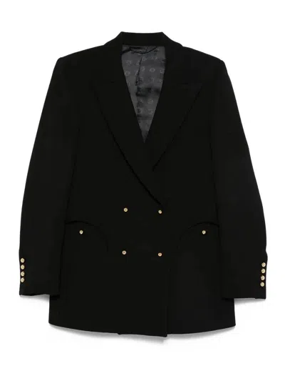 Blazé Milano Double-breasted Wool Blazer In Black