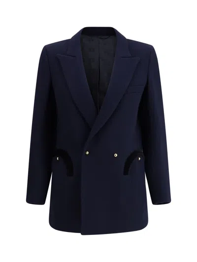 Blazé Milano Virgin Wool Double-breasted Blazer In Blue
