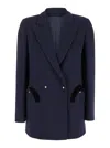 BLAZÉ MILANO 'RESOLUTE' NAVY BLUE DOUBLE-BREASTED JACKET WITH PEAK REVERS IN WOOL WOMAN