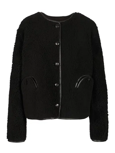 Blazé Milano Reversible Jacket Textured Fabric In Black
