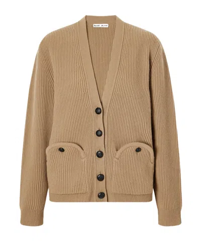 Blazé Milano Highland Uda Ribbed Wool And Cashmere-blend Cardigan In Brown