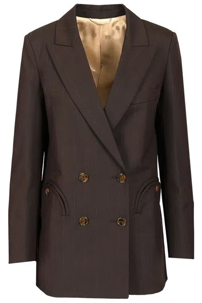 Blazé Milano Double-breasted Blazer In Brown