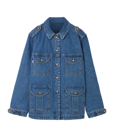 Blazé Milano Sahariana Padded Denim Jacket In Blue