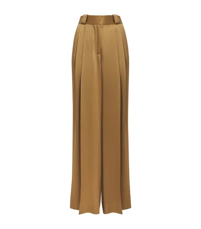 Blazé Milano Satin Husi Palazzo Trousers In Orange