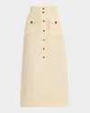 Blazé Milano Savannah Appaloosa Pockets Button-front Ankle Skirt In Neutral