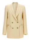 Blazé Milano Double-breasted Charmer Clarity Butter-coloured Jacket In Yellow