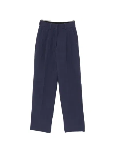 Blazé Milano Savannah Pleated Straight-leg Trousers In Blue