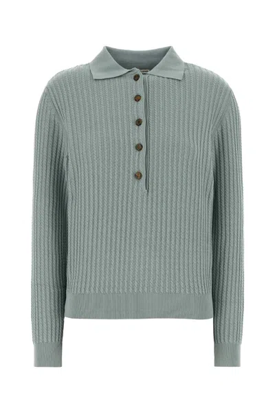 Blazé Milano Sea Green Silk Blend Polo Shirt In Blue