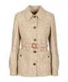 Blazé Milano Seanna Paint Belted Leather-trimmed Alpaca And Wool-blend Jacket