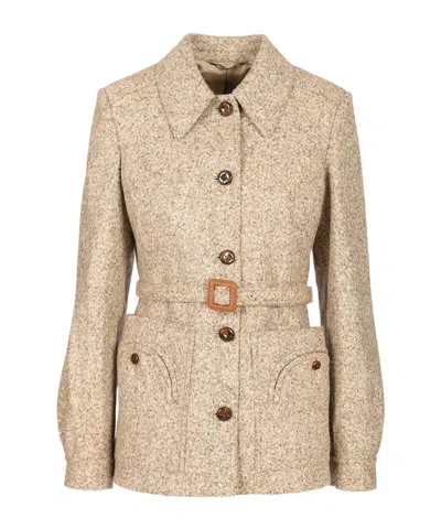 BLAZÉ MILANO BELTED SPECKLED WOOL JACKET