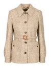 Blazé Milano Seanna Paint Belted Leather-trimmed Alpaca And Wool-blend Jacket