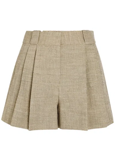 Blazé Milano Blaze Milano Selle Pleated Cotton-blend Shorts In Brown