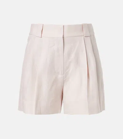 Blazé Milano Selle Pleated Linen Shorts In Pink