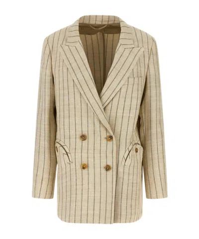 Blazé Milano Serene Everyday Striped Blazer In Nude