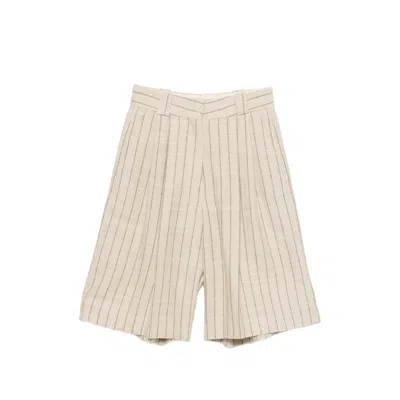 Blazé Milano Serene Husul Striped Pleated Shorts In Neutral