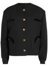 Blazé Milano Cropped Black Cotton Bolero With Golden Buttons In Black
