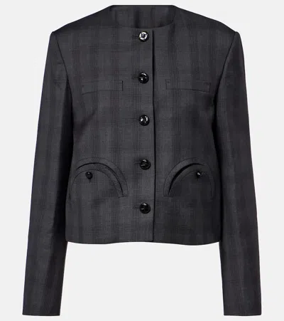 Blazé Milano Shamo Checked Virgin Wool Jacket In Black