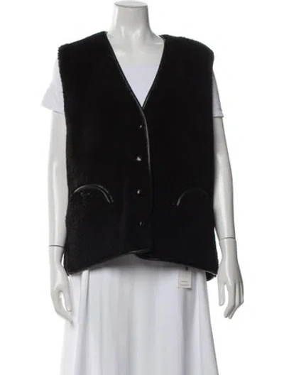 Pre-owned Blazé Milano Shearling Vest In Black