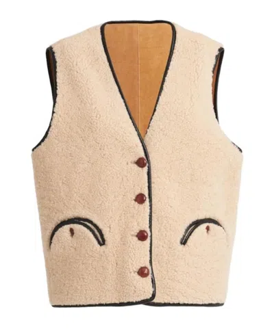Blazé Milano Shearling Vest In Brown