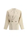 Blazé Milano Sheena Ares Refined Lapel Jacket With Circular Pockets In Ivory