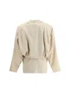 Blazé Milano Sheena Ares Refined Lapel Jacket With Circular Pockets In Ivory