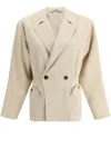Blazé Milano Sheena Ares Refined Lapel Jacket With Circular Pockets In Neutrals