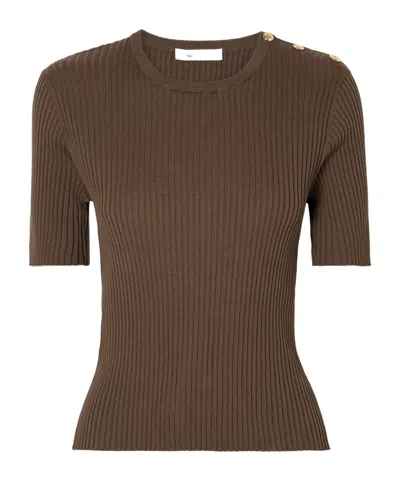Blazé Milano Alegria Ribbed Silk And Cotton-blend T-shirt In Brown