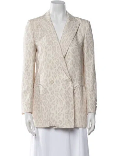 Pre-owned Blazé Milano Silk Animal Print Blazer In Neutral