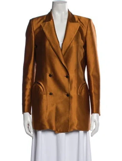 Pre-owned Blazé Milano Silk Blazer In Brown/orange