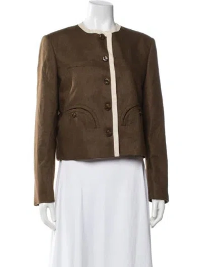 Pre-owned Blazé Milano Silk Blazer W/ Tags In Brown