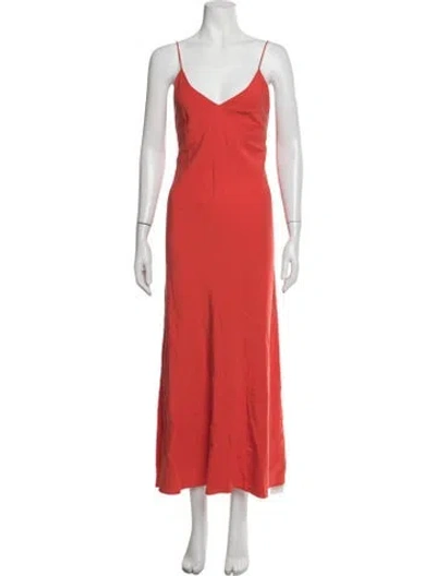 Pre-owned Blazé Milano Silk Long Dress In Orange