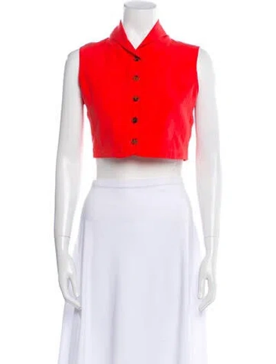 Pre-owned Blazé Milano Silk Mock Neck Crop Top W/ Tags In White